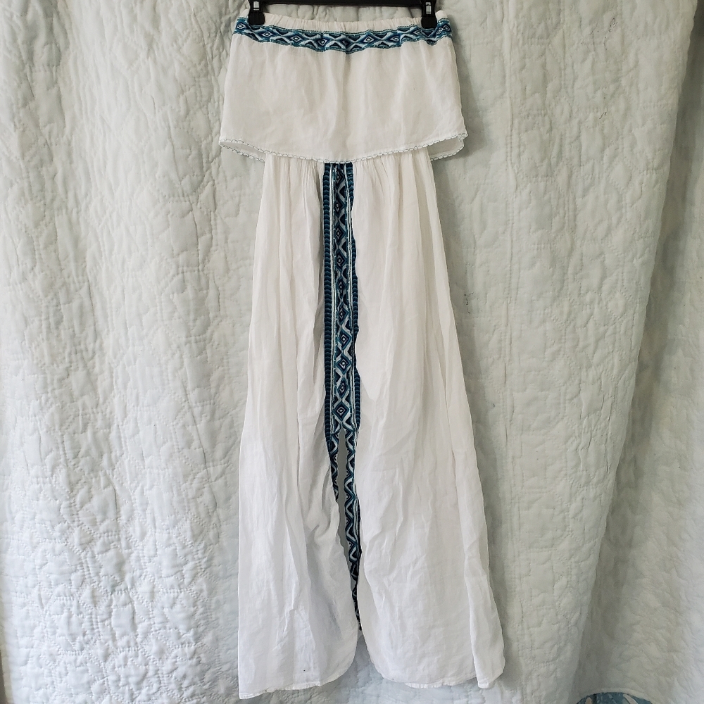 White Embroidered Bandeau WomansTop Cover Up Dress